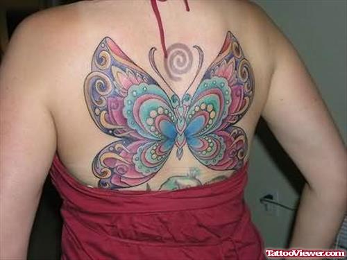 A Beautiful Butterfly Tattoo On Back