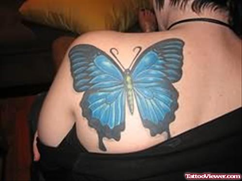 Glorious Blue Butterfly Tattoo