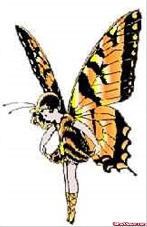 Beautiful Butterfly Angel Tattoo