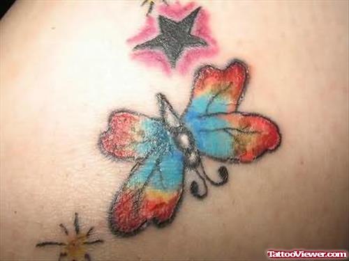 Elegant Colourful  Butterfly Tattoo
