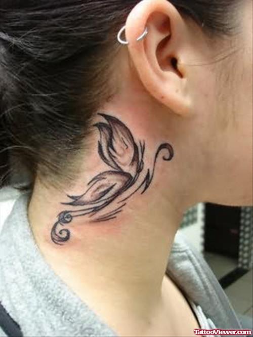 Butterfly Tattoo on Neck