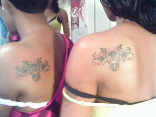 Butterfly Tattoos On Girl Left Shoulders