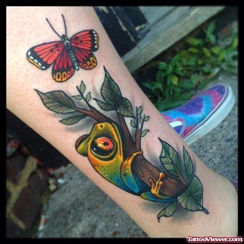 frog and butterfly tattoo