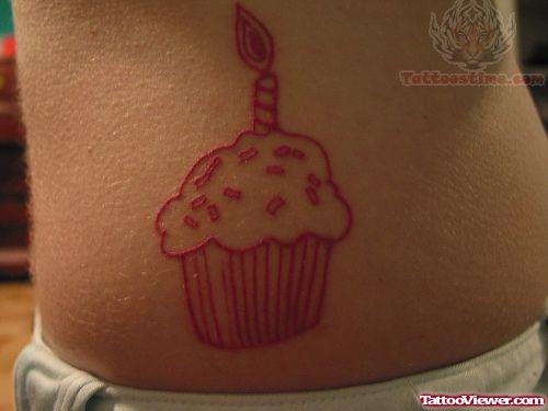 Cupcake And Candle Tattoo