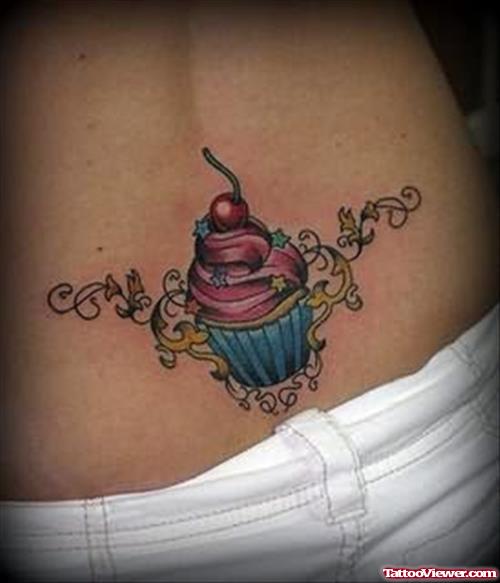 Cup Cake Tattoo On Waist