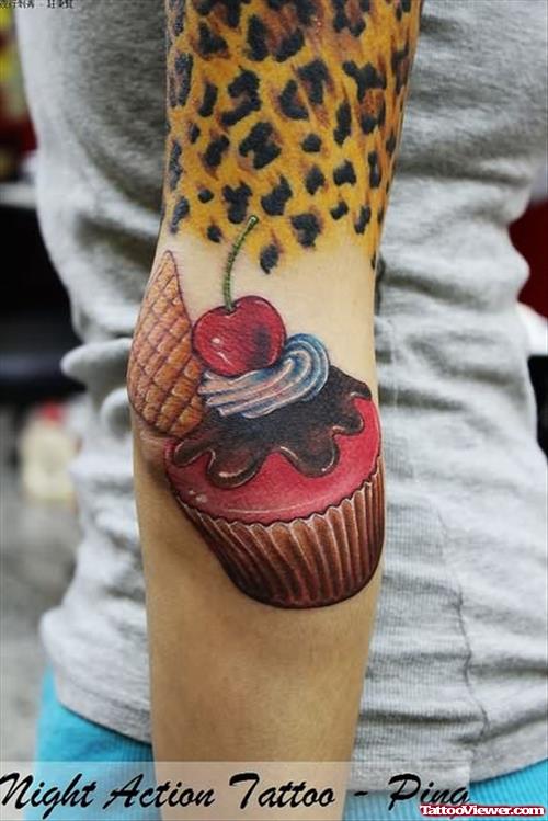 Jelly Cake Tattoo On Elbow