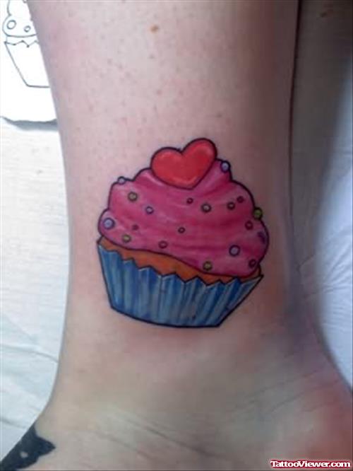 Strawbery Cake Tattoo On Ankle