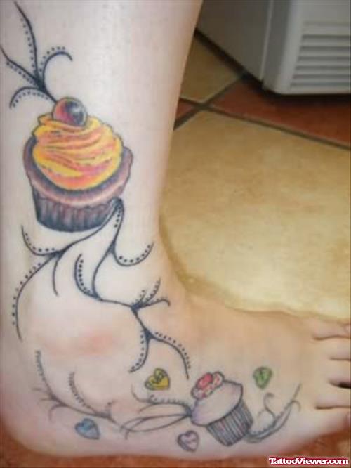 Cake Tattoo On Ankle