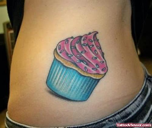 Cup Cake Tattoo On Rib