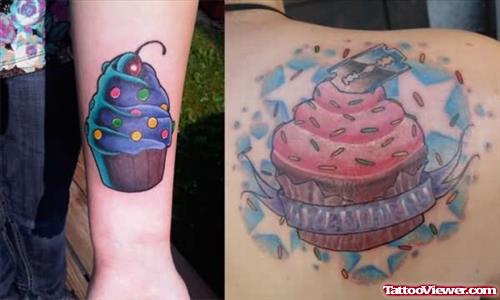 Cup Cake Tattoos On Body