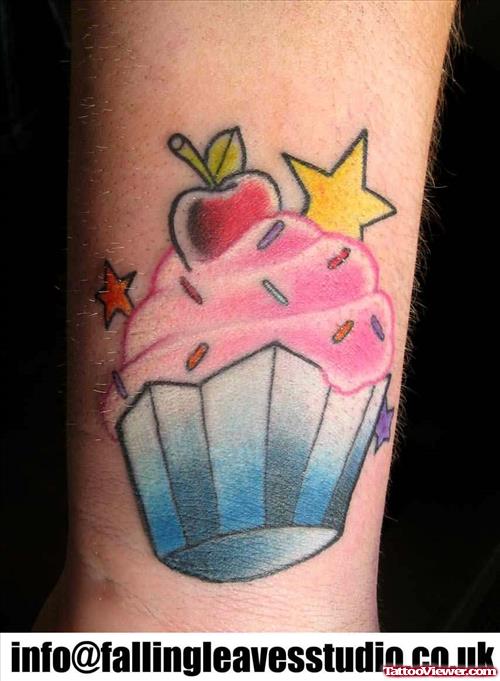 Cup Cake Tattoo On Wrist