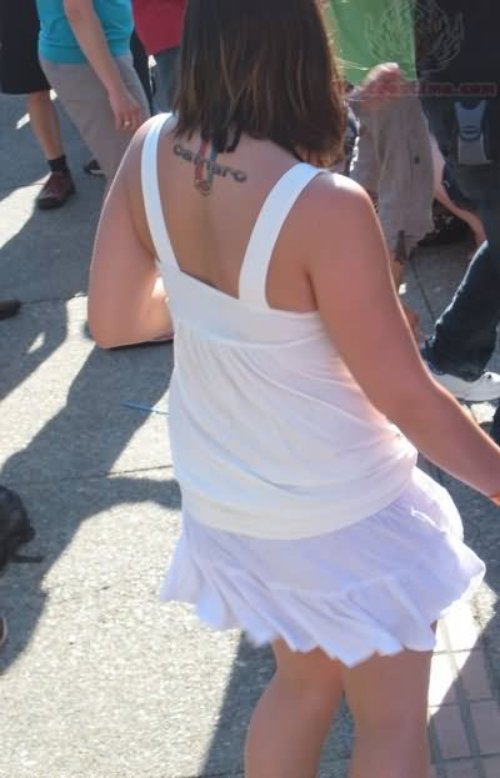 Camaro Tattoo On Girl Upperback