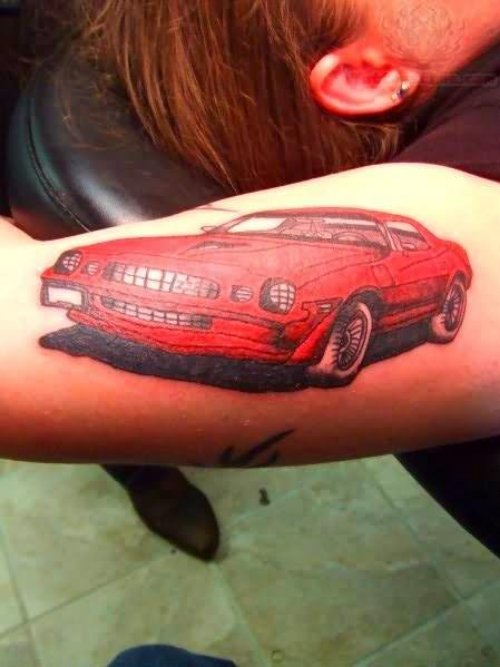 Red Car – Camaro Tattoo On Bicep
