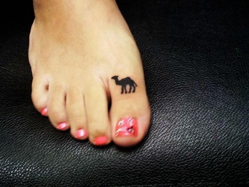 Girl Right Foot Black Camel Tattoo