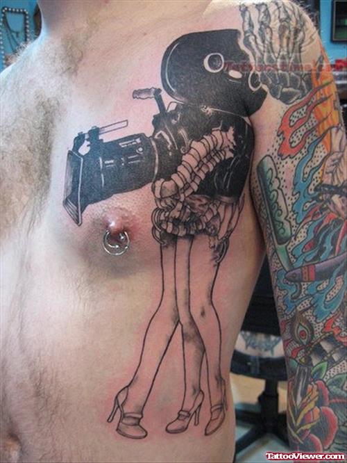 Camera Tattoo On Rib Side