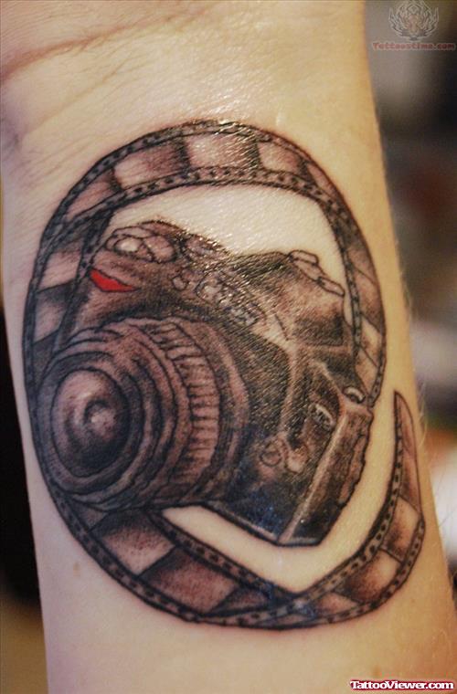 Camera Film Strip Tattoo On Wrist