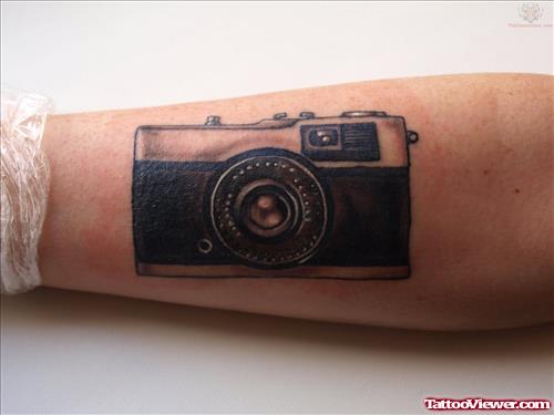 Awesome Camera Tattoo On Arm