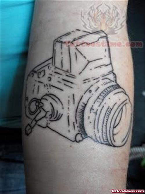 Camera Outline Tattoo On Arm