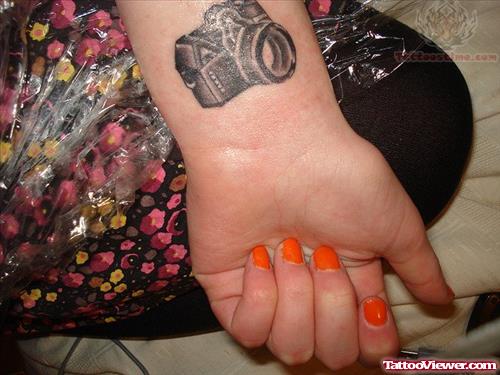 Camera Tattoo On Wrist For Female