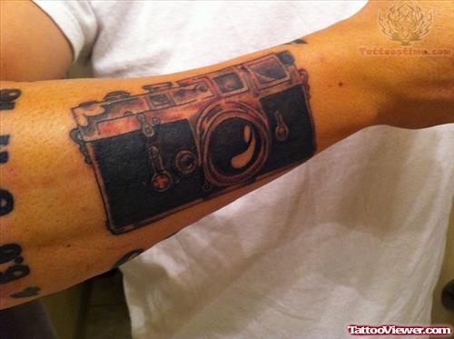 Camera Tattoo On Men Arm