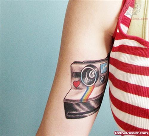 Color Cameras Tattoo On Bicep