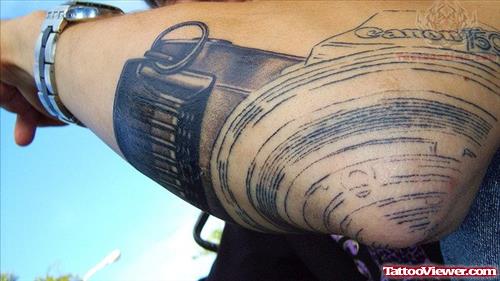Camera Tattoo On Arm Elbow