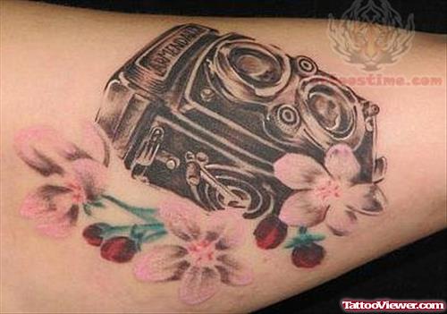 Flowers And Camera Tattoos