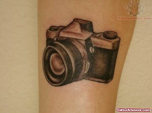 Grey ink Camera Tattoos