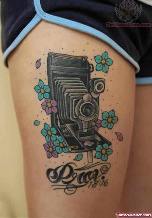 Flowers And Camera Tattoo