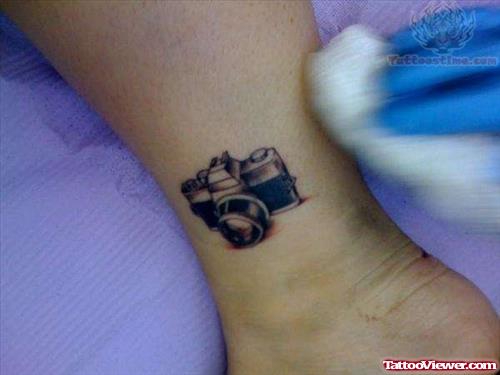 Camera Tattoo On Ankle