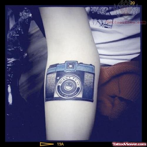 Beautiful Camera Tattoo On Arm