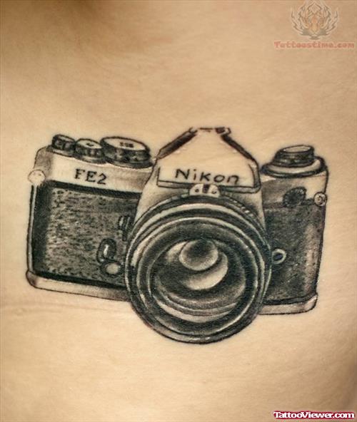 Nikon Grey Ink Camera Tattoo