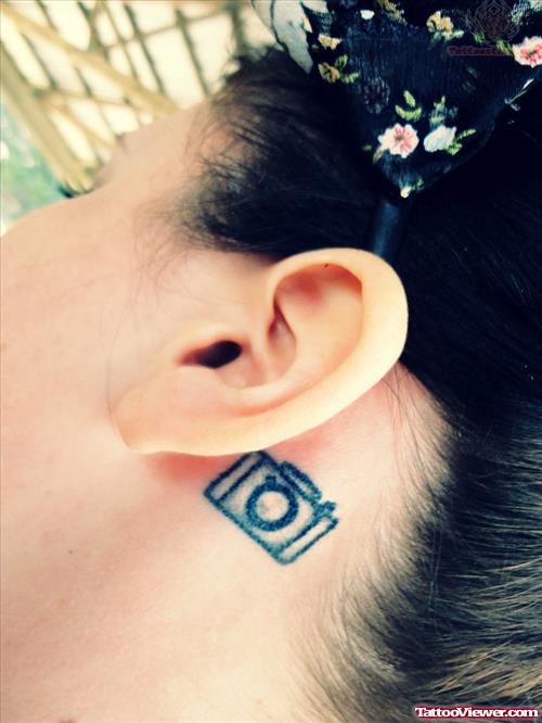 Camera Tattoo Behind Ear