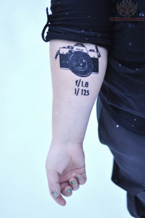 Camera Nikon Tattoo On Arm