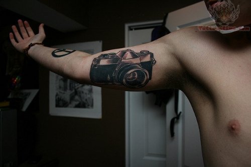 Camera Tattoo On Muscles