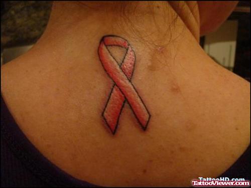 Upperback Ribbon Cancer Tattoo