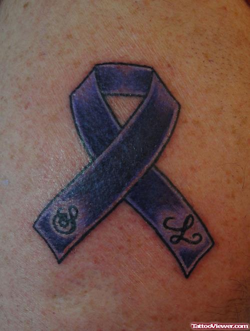 Purple Ribbon Cancer Tattoo