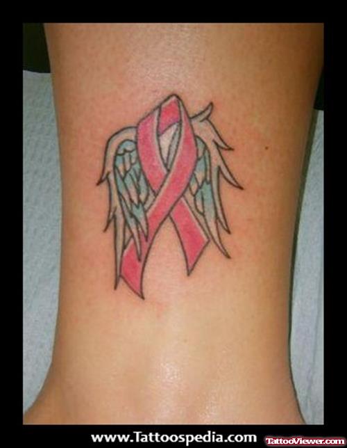 Amazing Angel Winged Pink Ribbon Cancer Tattoo