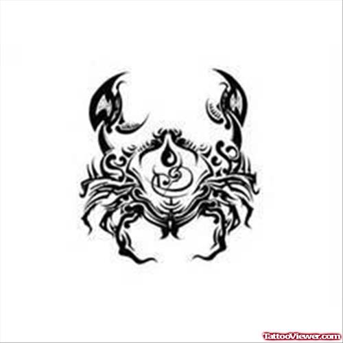 Tribal Crab Breast Cancer Sign Tattoo Design