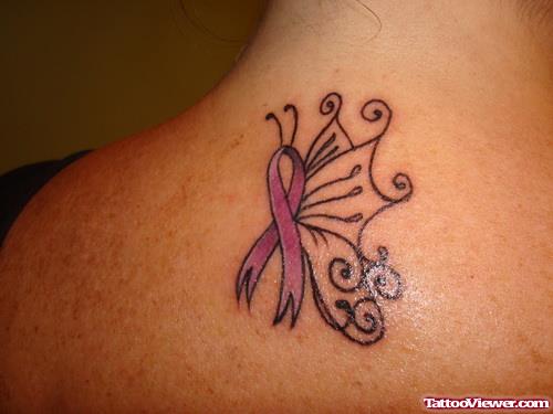 Survivor Breast Cancer Tattoo On Upperback