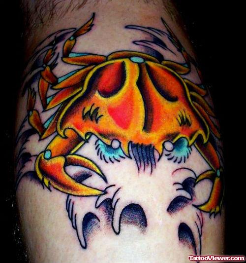 Colored Ink Cancer Tattoo