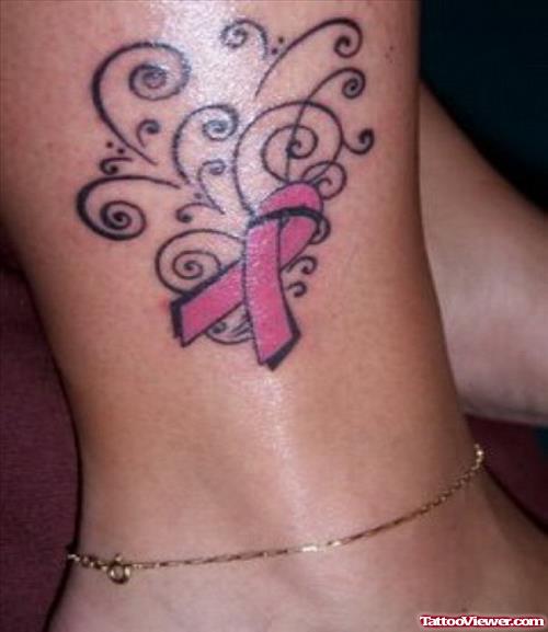 Breast Cancer Tattoo On Ankle