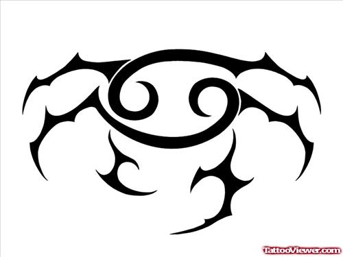 Black Tribal Cancer Tattoo Design