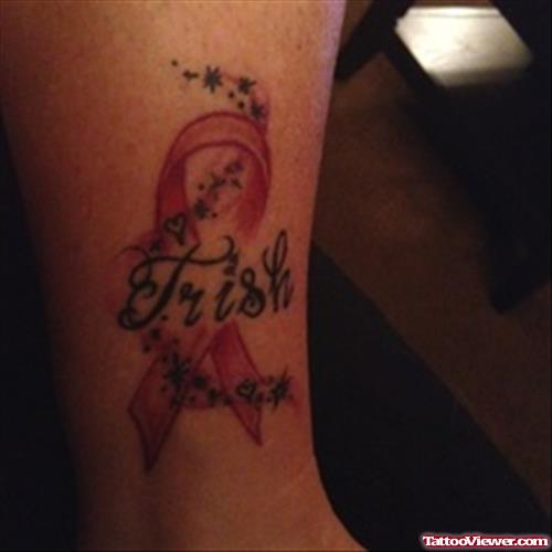 Stars And Pink Ribbon Trish Cancer Tattoo