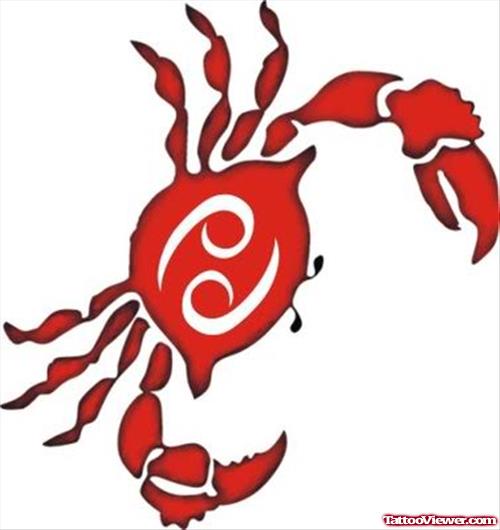 Red Crab Cancer Tattoo Design