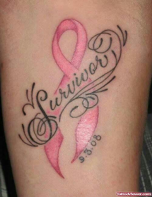 Pink Ribbon Survivor Cancer Tattoo