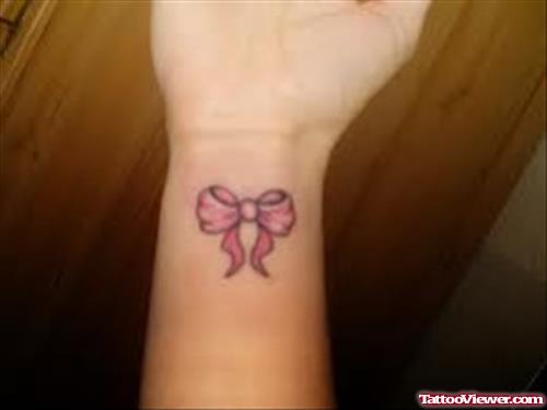 Pink Ribbon Cancer Tattoo On Wrist