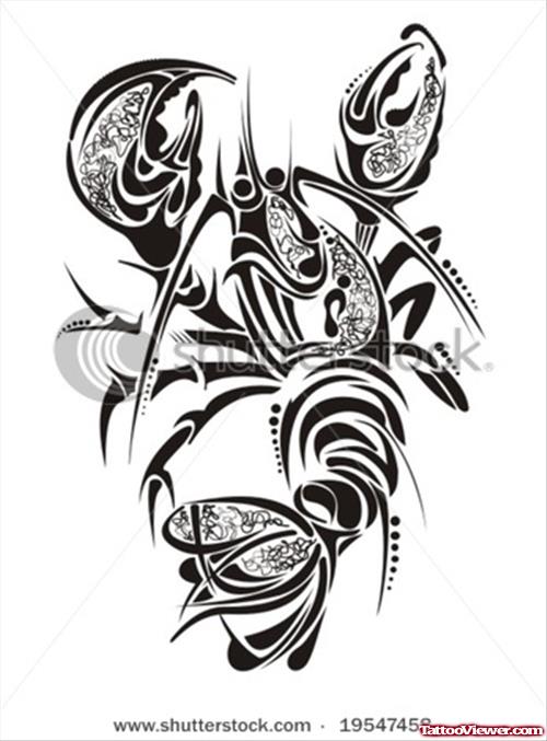 Beautiful Tribal Cancer Tattoo Design