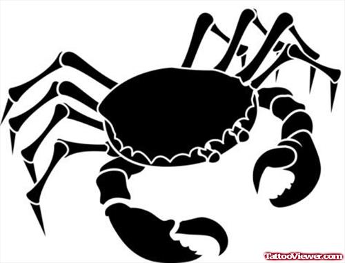 Tribal Black Crab Zodiac Cancer Tattoo Design