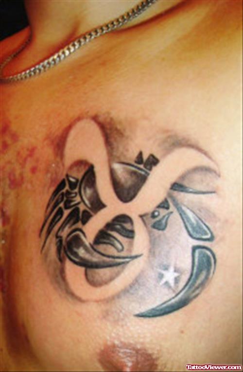 Taurus and Cancer Tattoo On Man Chest